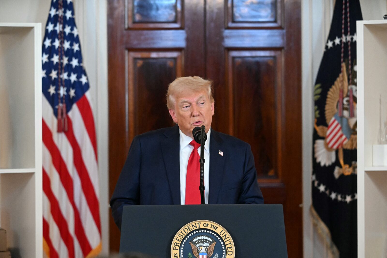 U.S. President Donald Trump speaks about investing in America at the White House in Washington, D.C, on April 30, 2025. (AFP Photo)