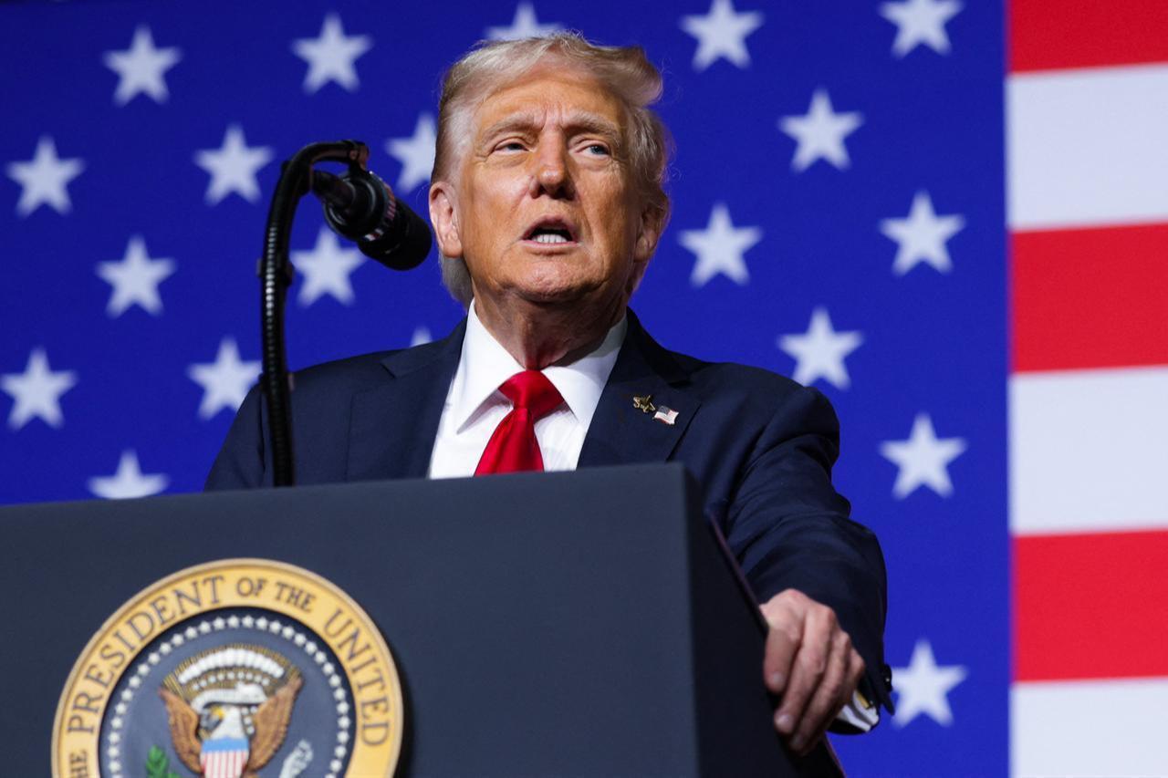 U.S. President Donald Trump speaks to senior military leaders at Marine Corps Base Quantico on Sept. 30, 2025 in Quantico, Virginia. (AFP Photo)