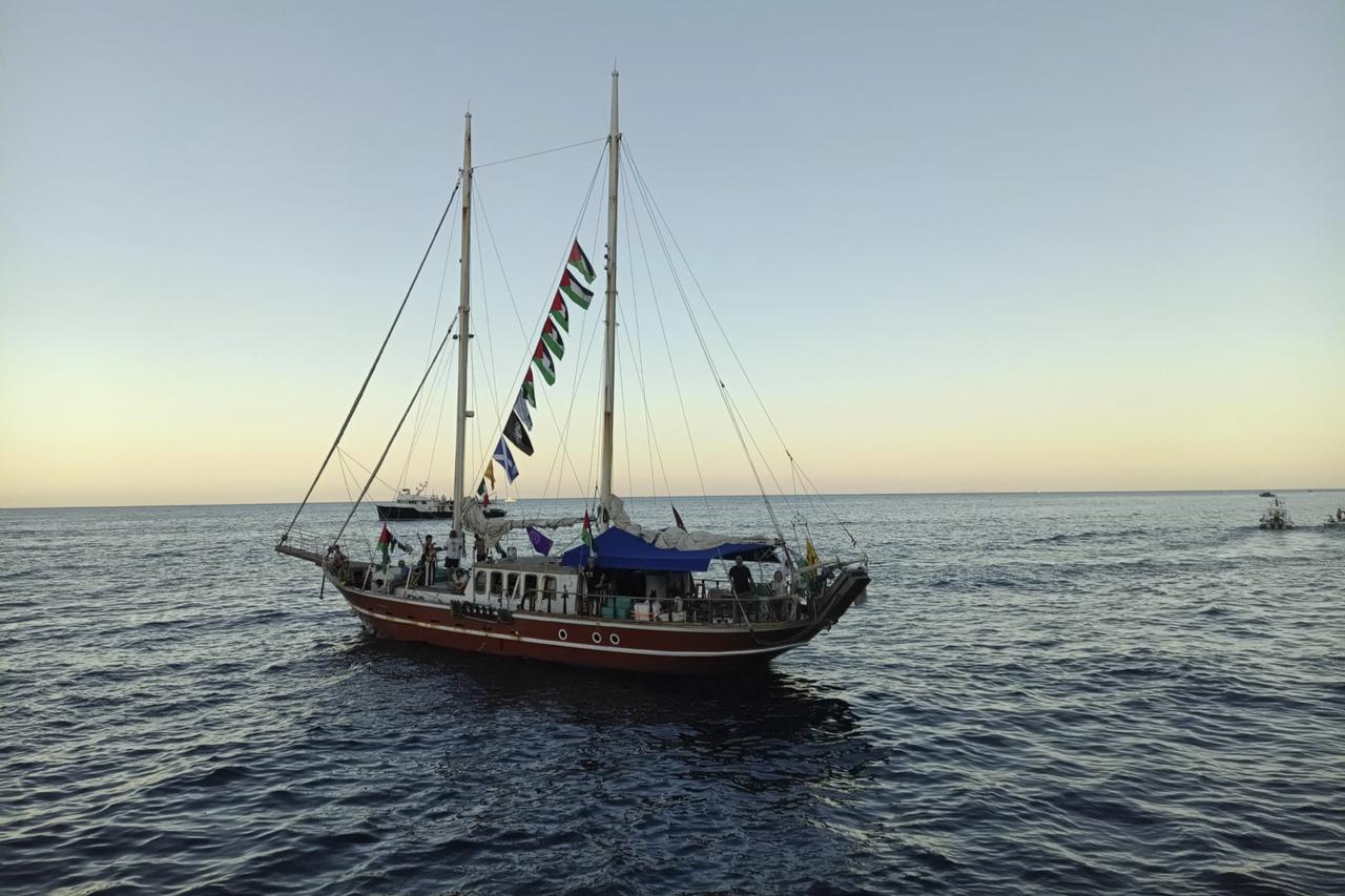 A view from Global Sumud Flotilla, which is an international initiative aimed at reaching the Gaza to deliver humanitarian aid, at sea on Sept. 30, 2025. (AA Photo)