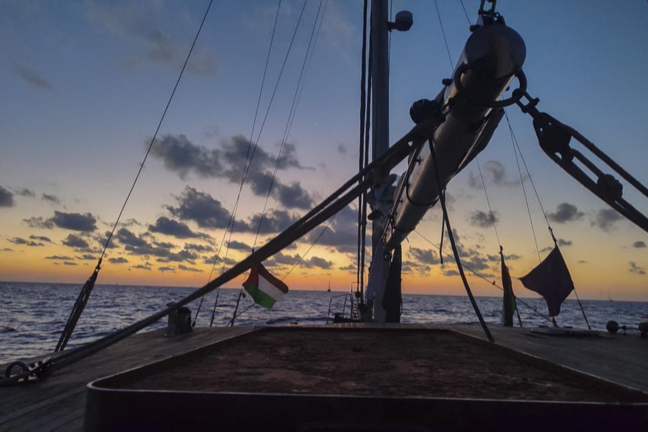 A view from Global Sumud Flotilla, which is an international initiative aimed at reaching the Gaza to deliver humanitarian aid, at sea on Sept. 30, 2025. (AA Photo)