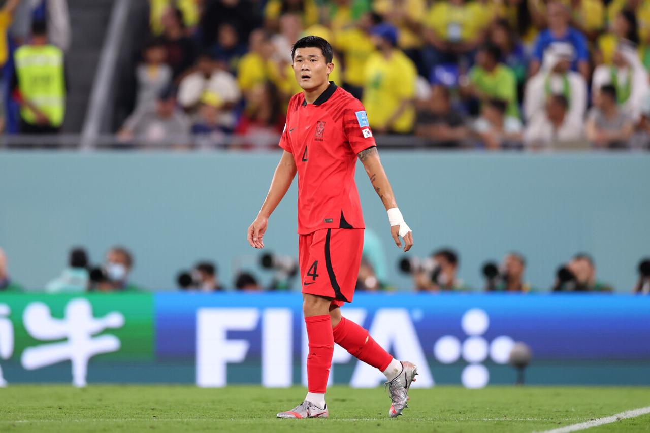 Kim Min-Jae of Korea Republic looks on during the FIFA World Cup Qatar 2022 Round of 16 match between Brazil and South Korea at Stadium 974, Dec. 5, 2022 in Doha, Qatar. (Photo by Maddie Meyer-FIFA)