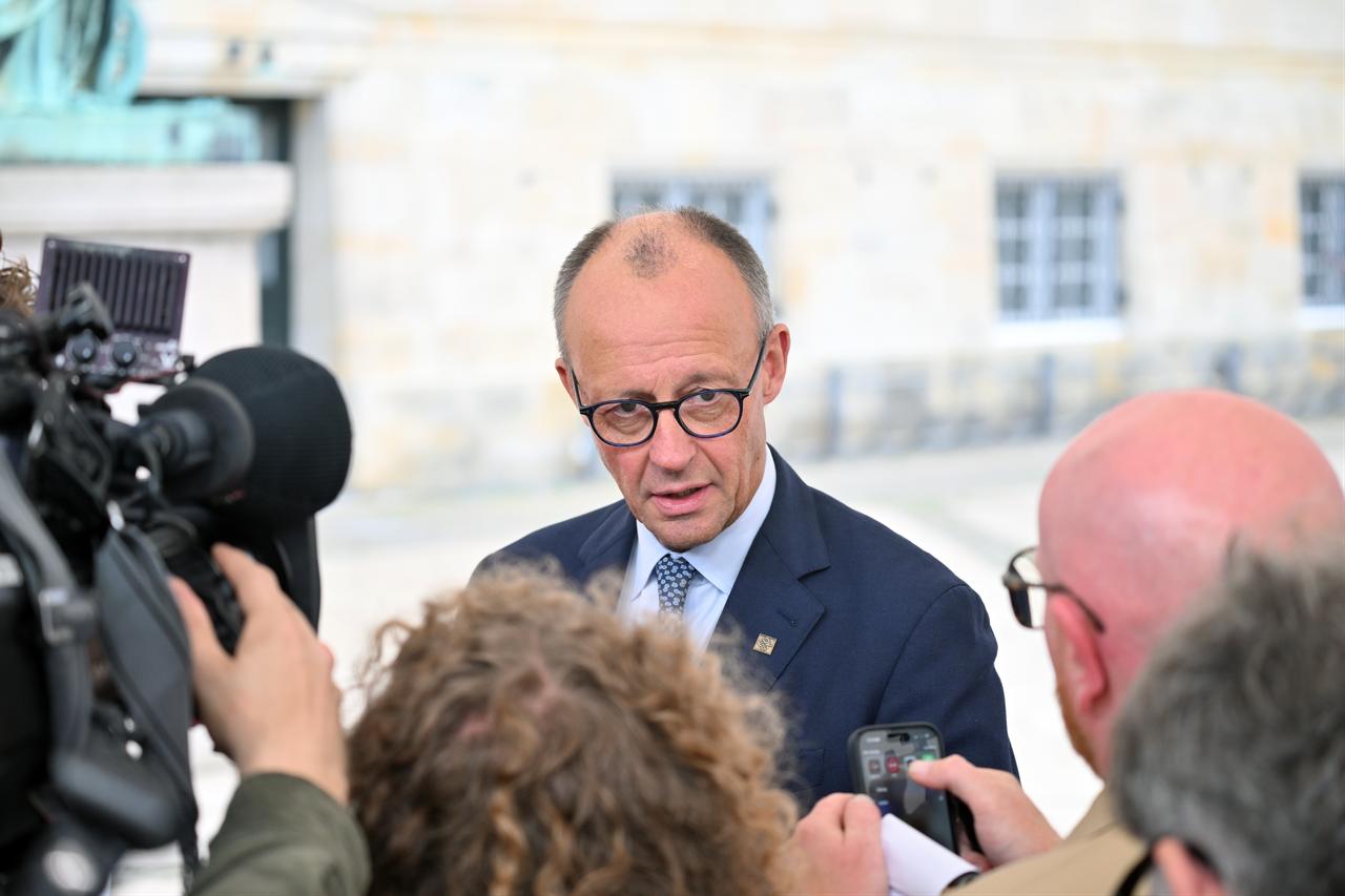 German Prime Minister Friedrich Merz attends informal meeting of European Union leaders at Christiansborg Palace in Copenhagen, Denmark, Oct. 1, 2025. (AA Photo)
