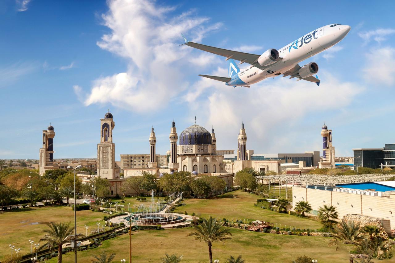 Promotional photo shows an AJet aircraft flying over Baghdad, Iraq. (Courtesy of AJet)