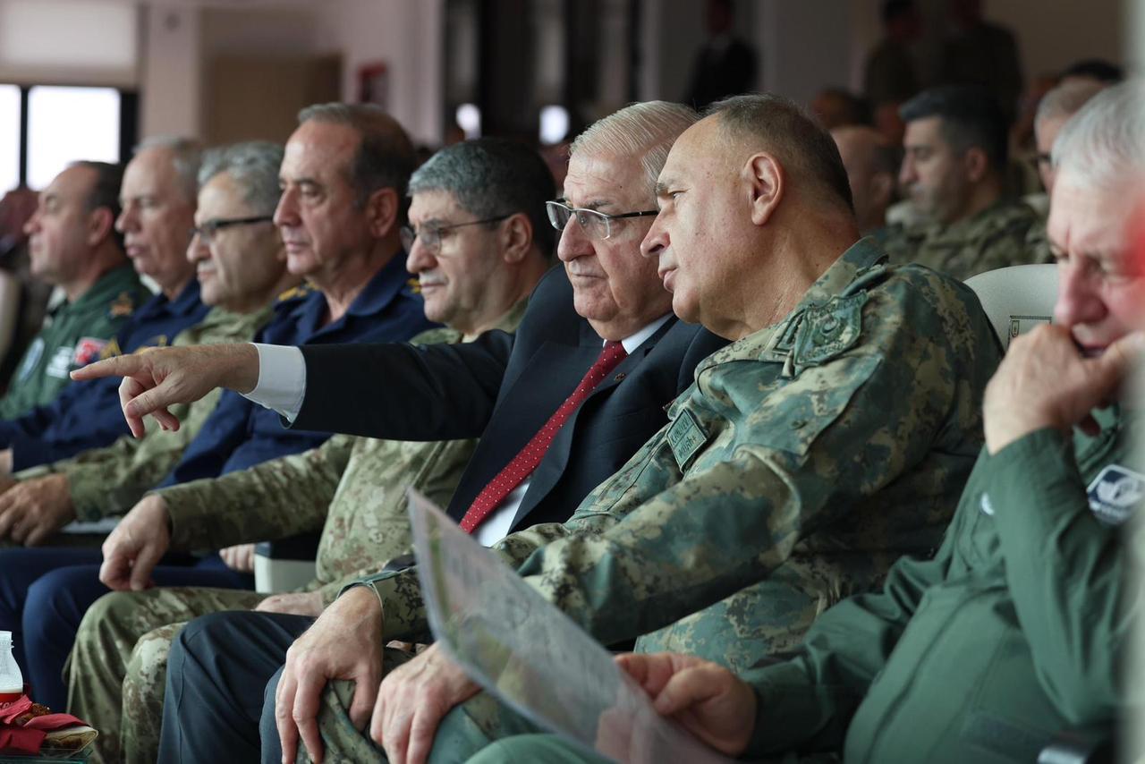 Minister of National Defense Yasar Guler at the "Fire Free-2025" exercise held at the General Nahit Senoglu Firing and Training Range in the Polatli district of Ankara, Türkiye, Oct. 11, 2025. (AA Photo)