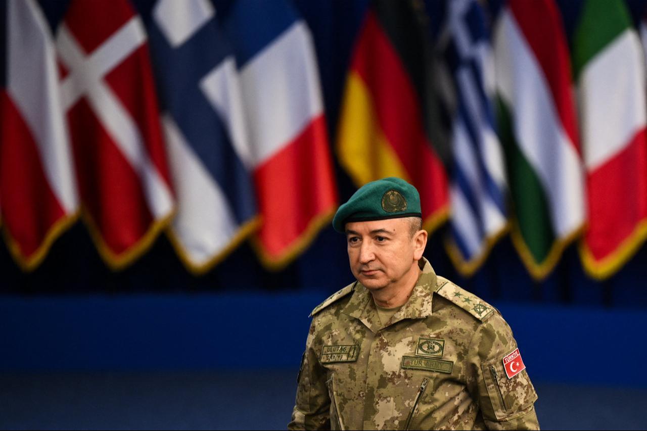 KFOR commander Turkish General Ozkan Ulutas takes part in the change of command ceremony at the Headquarters of NATO-led KFOR Mission, in Camp Film City in Pristina, Oct. 3, 2025. (AFP Photo)