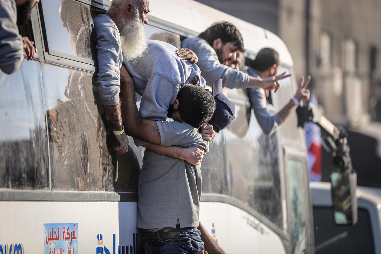 Palestinians released by Israel under the first phase of the ceasefire agreement arrive at Nasser Hospital in Khan Yunis, Gaza, for medical check-ups and scheduled events on October 13, 2025. (AA Photo)