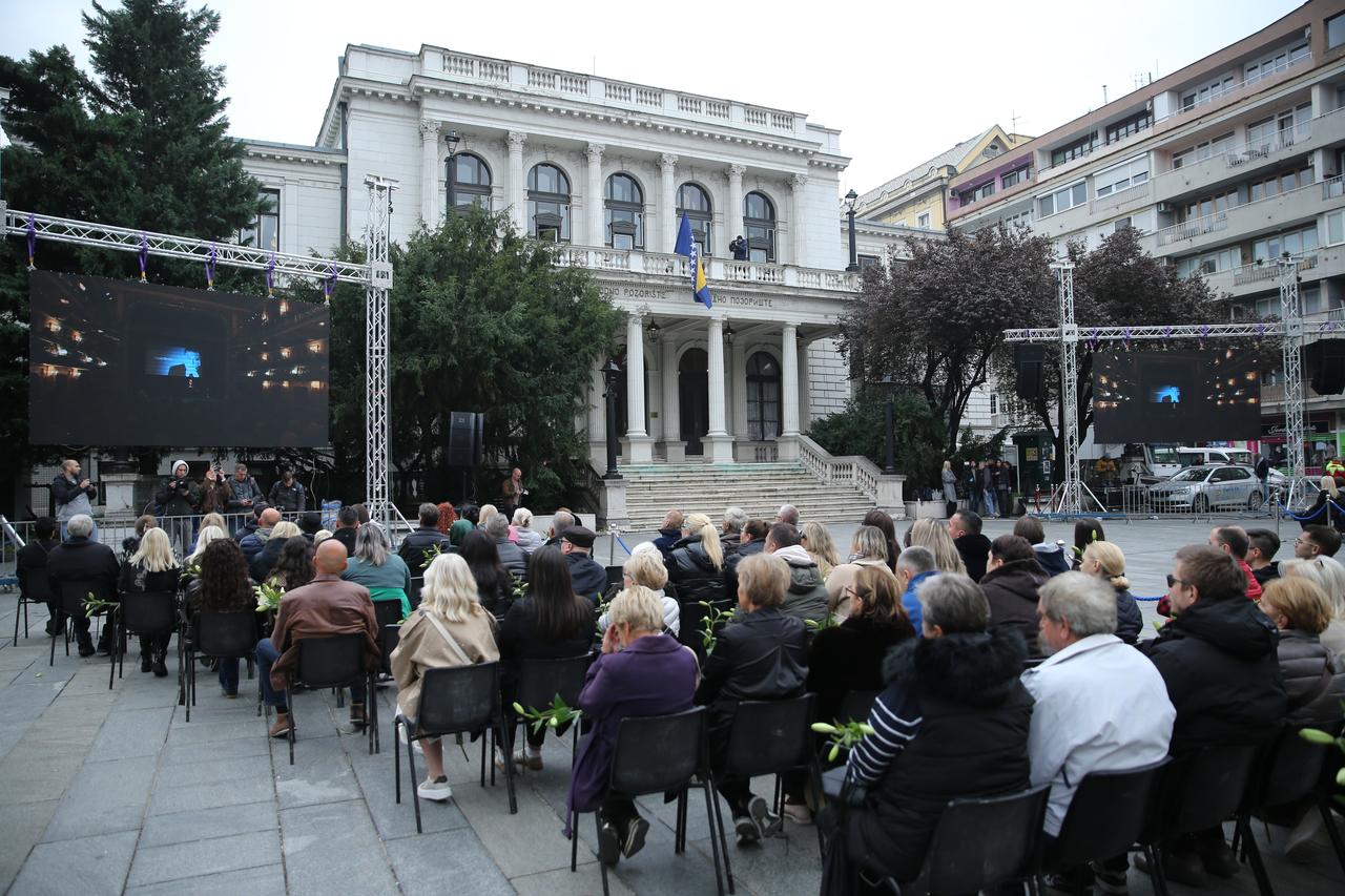The funeral of Beslic, who passed away on October 7 in Sarajevo, was first brought to the National Theatre in the capital. Sarajevo, Bosnia and Herzegovina, October 13, 2025. (AA Photo)
