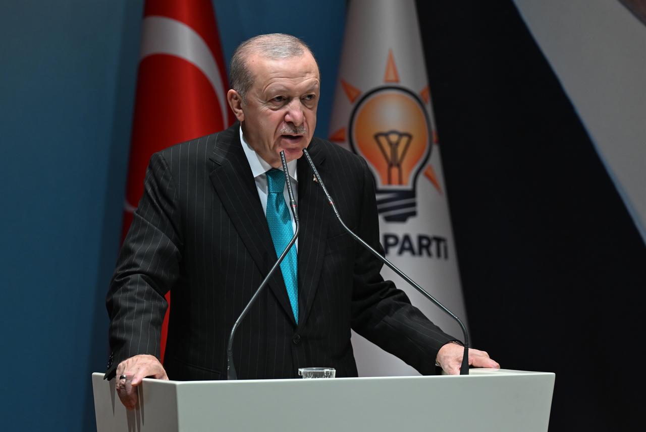 President and Leader of the Justice and Development (AK) Party Recep Tayyip Erdogan attends AK Party Directorate of Economic Affairs Training Programme at AK Party Headquarters in Ankara, Türkiye, Oct. 14, 2025. (AA Photo)