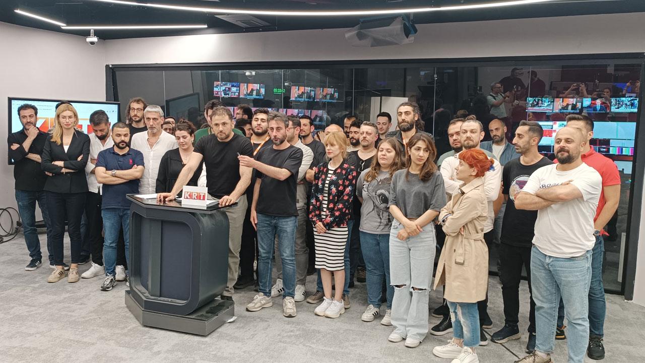 KRT TV workers on strike. (Photo via X)