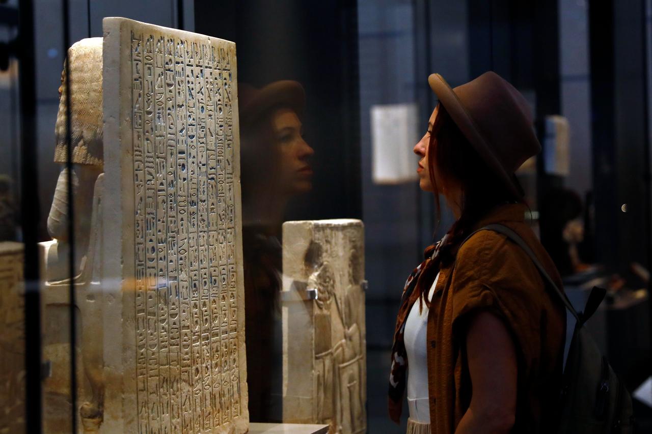 Tourists visit the Grand Egyptian Museum, located near the Pyramids of Giza, in Giza, Egypt, Oct. 14, 2025. (AA Photo)