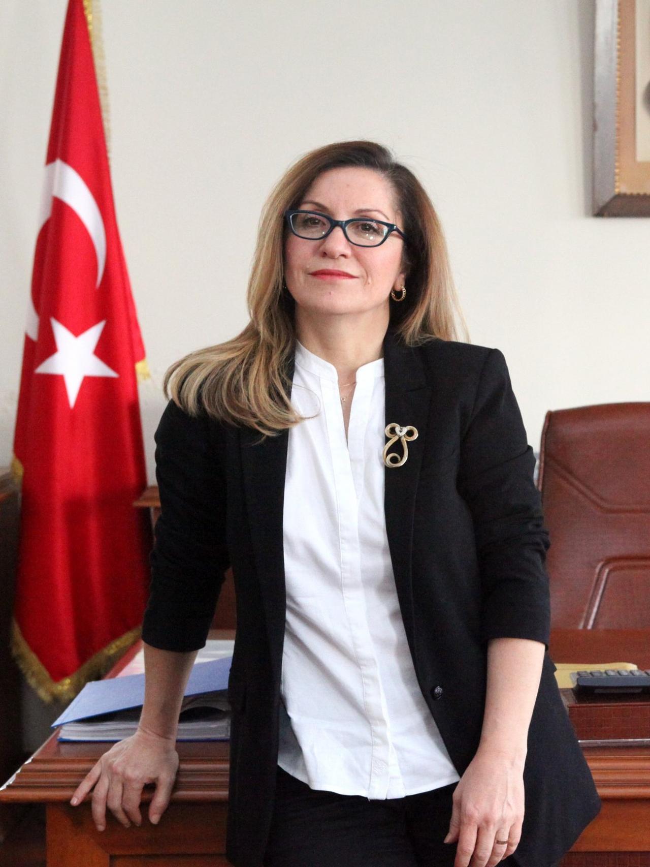 Professor Handan Inci Elci, rector of Mimar Sinan Fine Arts University, seen in her office in Istanbul, Türkiye. (Photo via MSGSU)
