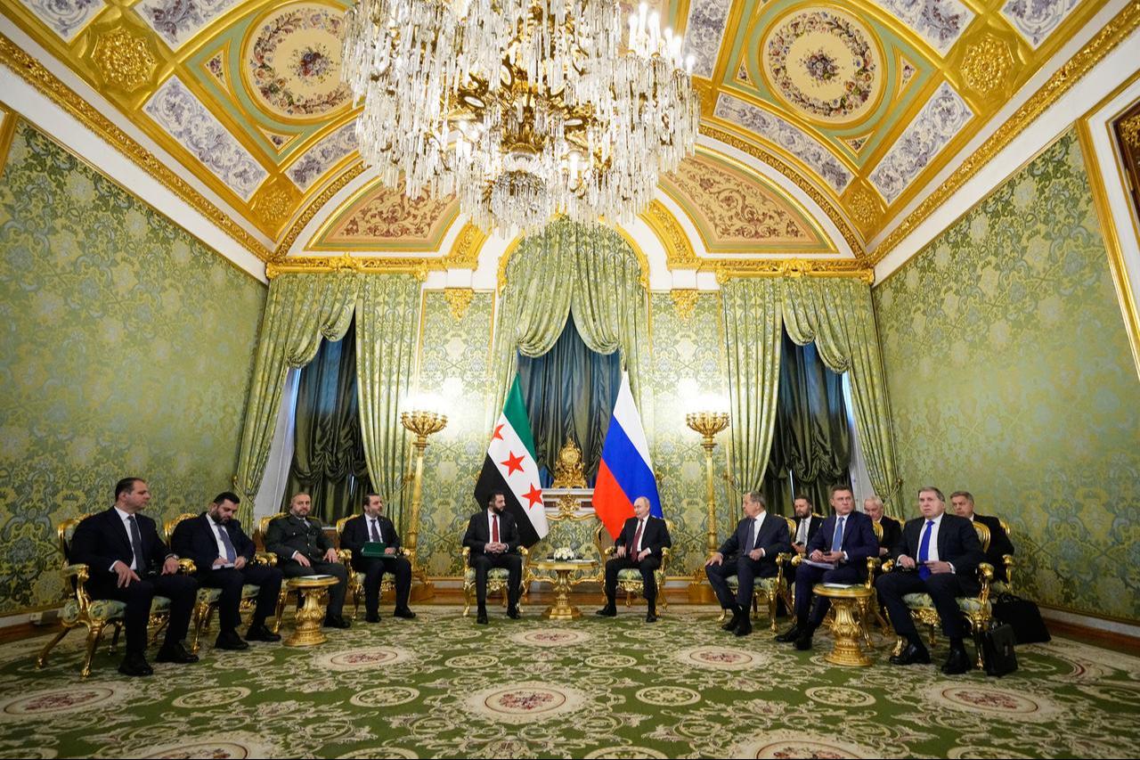 Russian President Vladimir Putin and Syrian interim president Ahmed al-Sharaa hold a meeting at the Grand Kremlin Palace in Moscow, October 15, 2025. (AFP Photo)
