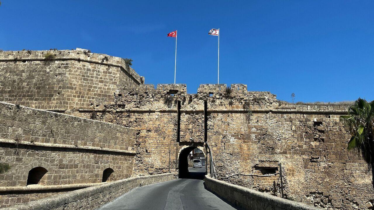 A view of one of the gates to the old Venetian city walls of Gazimagusa  (Famagusta) in Turkish Cyprus,  September 18, 2022. (AFP Photo)