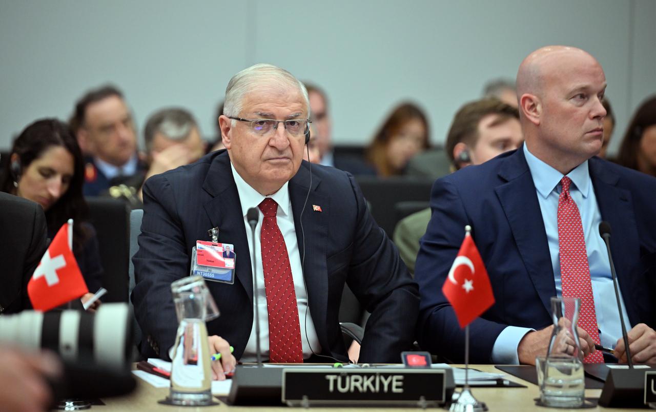Turkish Defense Minister Guler, also attend the NATO-Ukraine Defense Contact Group meeting at NATO headquarters in Brussels, Belgium on Oct. 15, 2025. (AA Photo)
