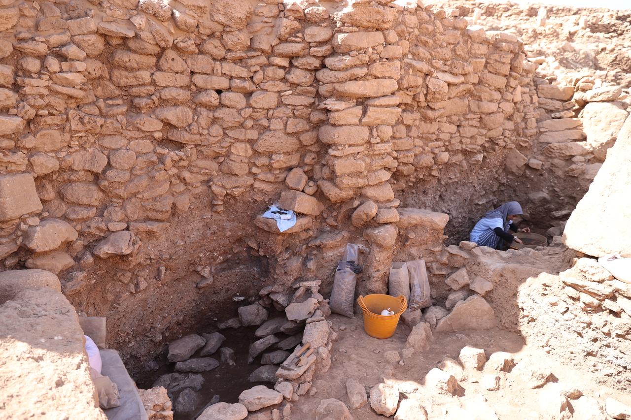 Stone walls and standing pillars form part of the Neolithic settlement structure at Karahantepe in Sanliurfa, southeastern Türkiye, Oct. 17, 2025. (AA Photo)