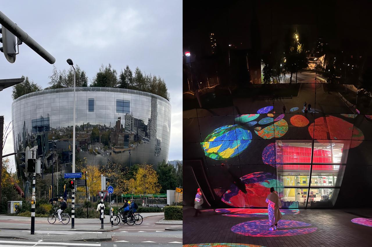 The mirrored Boijmans building reflects the surrounding Museumpark by day and projects colorful light installations at night, Rotterdam, Netherlands, September 26, 2025. (Photo by Selin Hacialioglu/Türkiye Today)