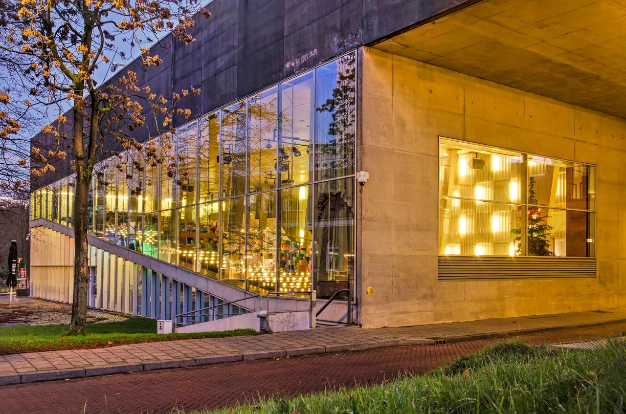 Early morning twilight view of the auditorium at the Kunsthal Museum, Rotterdam, Netherlands, January 6, 2022. (Adobe Stock Photo)