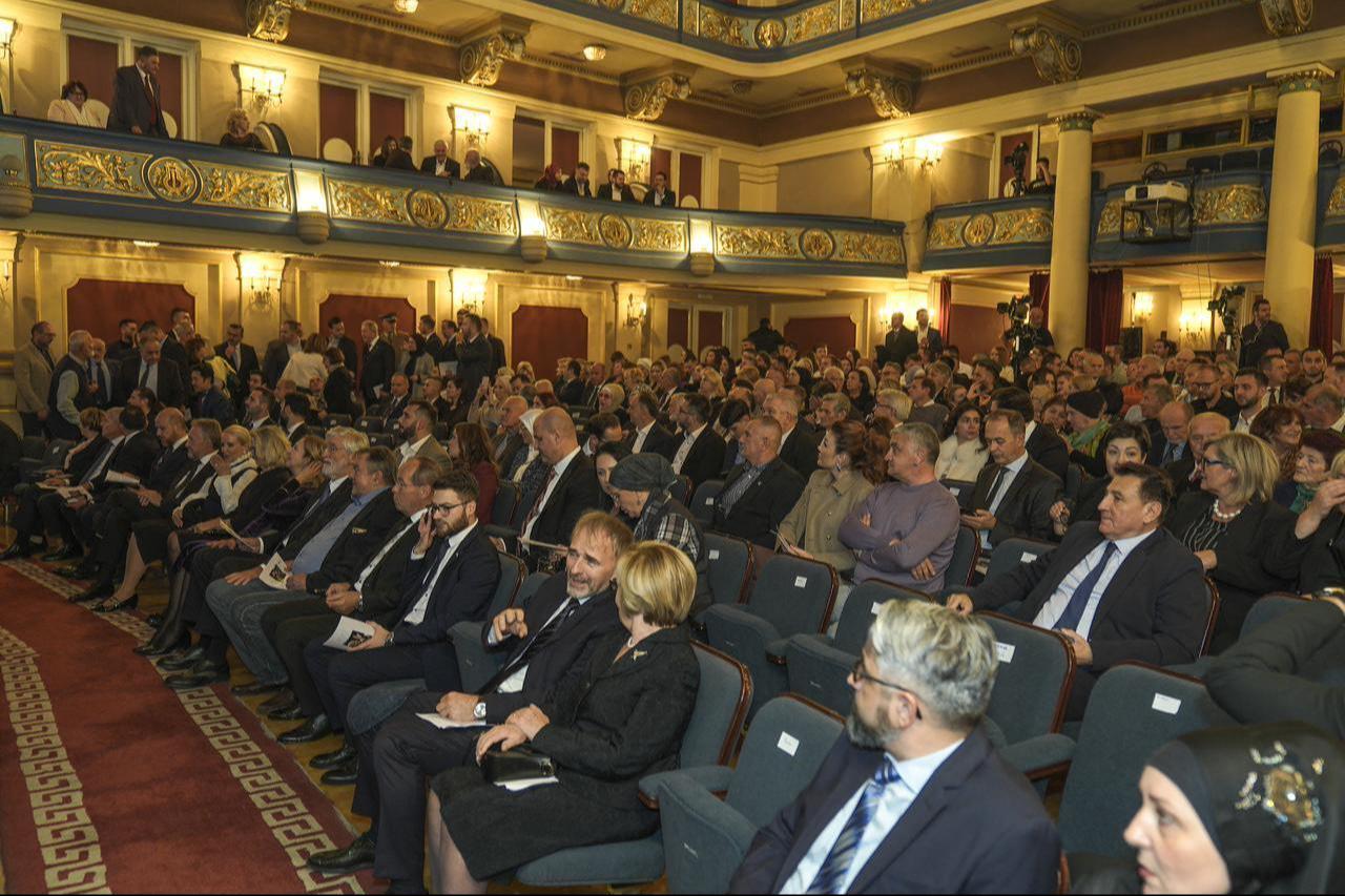 Marking the 100th anniversary of Alija Izetbegovic’s birth, the first President of independent Bosnia and Herzegovina, a symphony inspired by his book “Escape to Freedom” was performed to audience. Sarajevo, Bosnia and Herzegovina, October 17, 2025. (AA Photo)