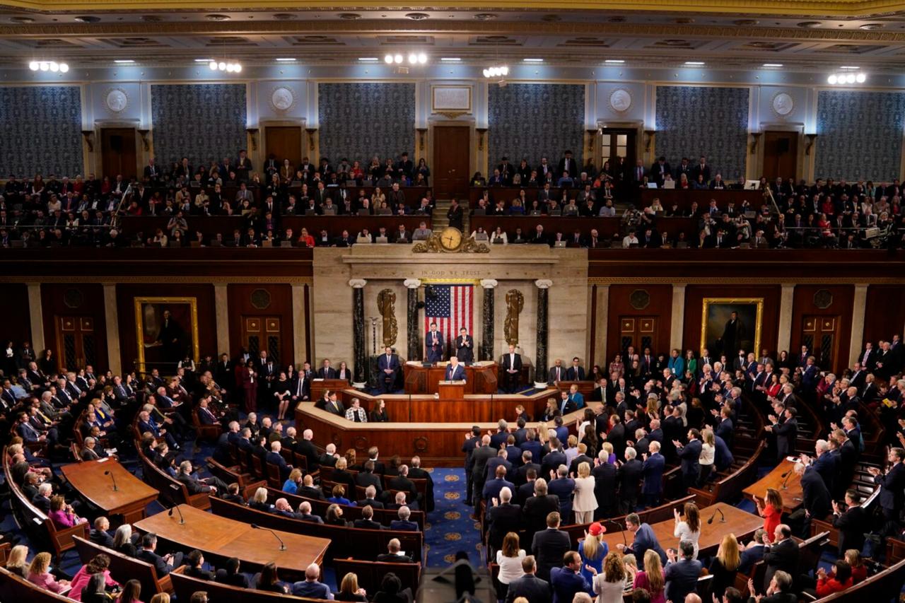 U.S. President Donald Trump speaks during an address to a joint session of Congress at the U.S. Capitol in Washington, DC, on March 4, 2025. (AFP Photo)