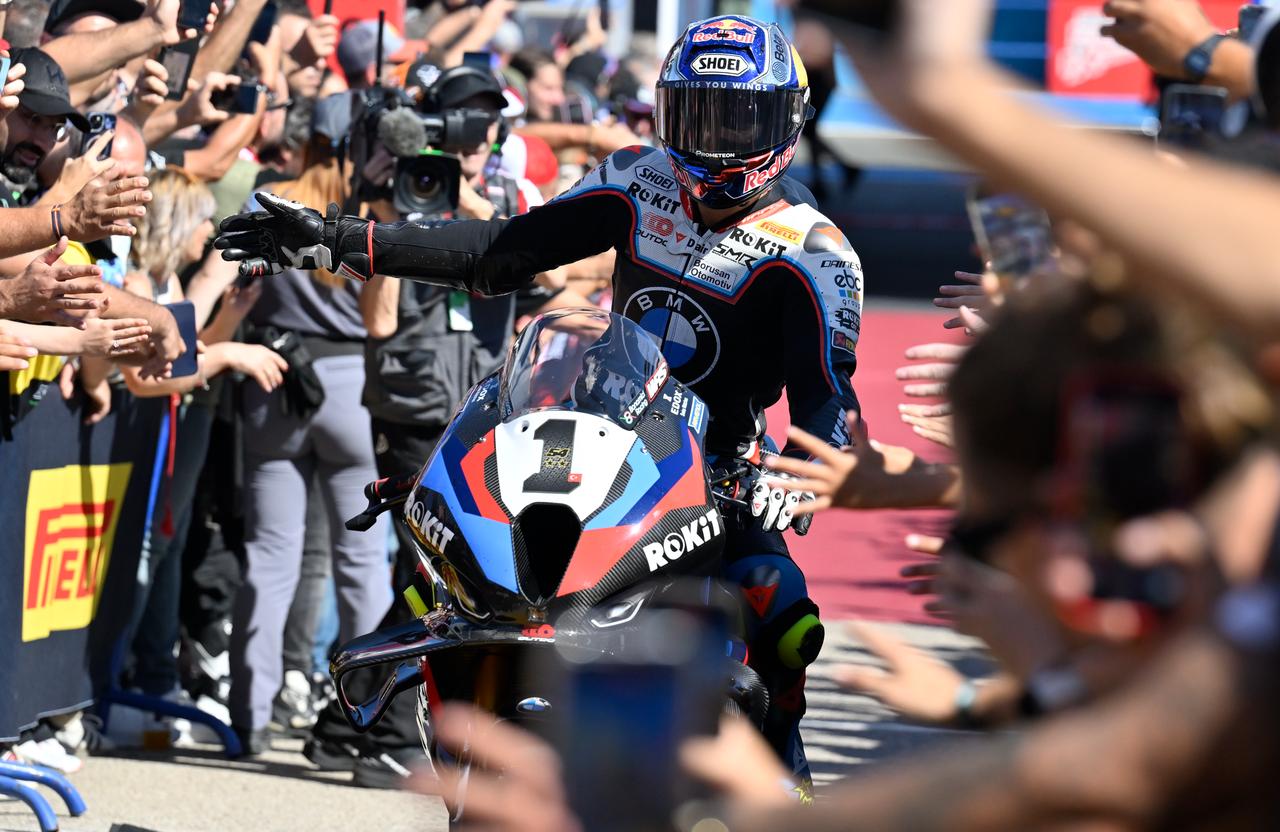 Toprak Razgatlioglu of Rokit BMW Motorrad after competing in final round of 2025 Superbike World Championship, in Jerez de la Frontera, Spain, Oct. 18, 2025. (AA Photo)