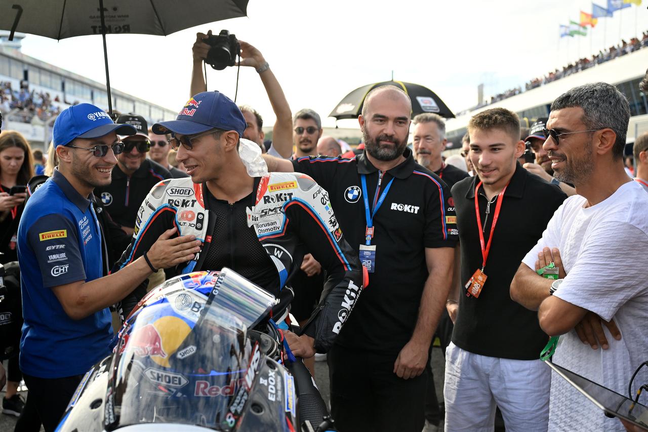 Turkish rider Toprak Razgatlioglu of Rokit BMW Motorrad at the starting position for Tissot Superpole race during second race of 12th and final round of 2025 World Superbike Championship (WSBK) in Jerez de la Frontera, Spain, Oct. 19, 2025. (AA Photo)