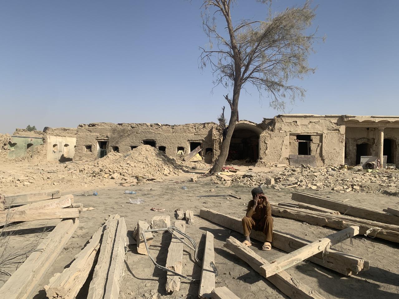 A view of the damaged area following an airstrike carried out by Pakistan that killed civilians and destroyed homes, leaving widespread devastation in Afghanistan, Oct. 16, 2025. (AA Photo)