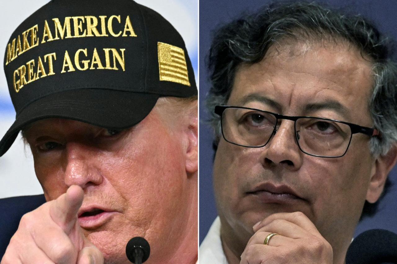 US President Donald Trump in Pacific Palisades, a neighborhood of Los Angeles, California, on Jan. 24, 2025 and Colombian President Gustavo Petro in Cali, Colombia, on Sept. 9, 2023. (AFP Photo)