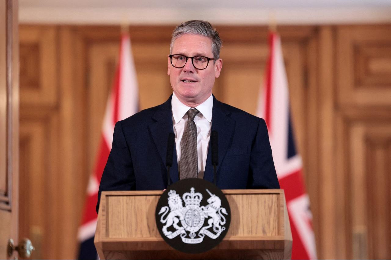 Britain's Prime Minister Keir Starmer holds a press conference at the end of his cabinet's first meeting in Downing Street in London on July 6, 2024. (AFP Photo)