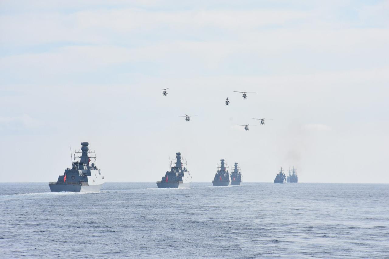 The distinguished observer day of the Blue Homeland-2025 Military Exercise, held by the Turkish Naval Forces in the Black Sea, Aegean, and Eastern Mediterranean, ends in Mugla, Türkiye, January 8, 2025. (AA Photo)