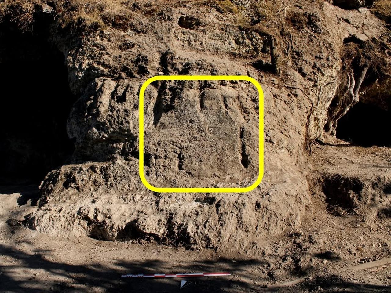 Rock monument dedicated to the Phrygian Mother Goddess Matar highlighted at the excavation site in Denizli, Türkiye, Oct. 1, 2025. (Photo via Instagram/@arkeolojihaber)