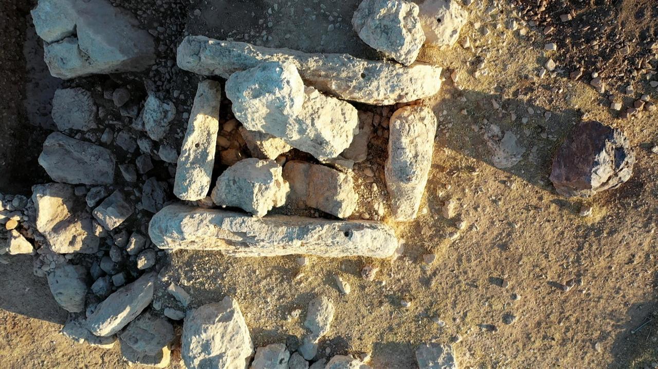 Collapsed dolmen structure revealed during excavation at the Early Bronze Age site of Murayghat. (Photo via The Ritual Landscapes of Murayghat project, Susanne Kerner)