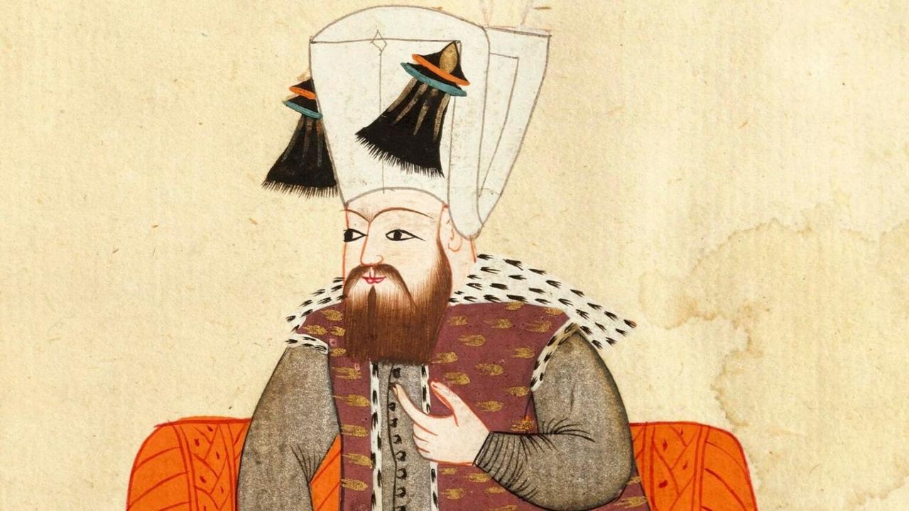 A miniature depicts Sultan Ibrahim I. (Image via Wikimedia)