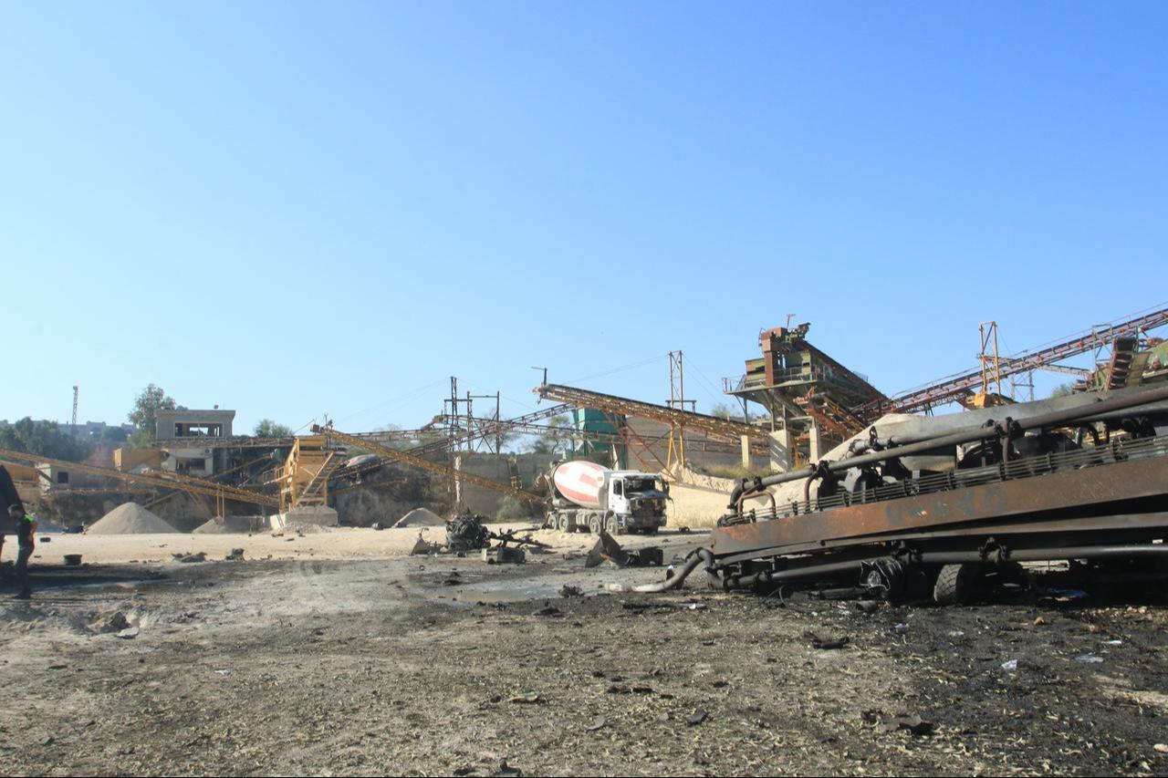 People inspect the damage at a cement manufacturing complex a day after a series of Israeli airstrikes in the southern Lebanese village of Ansar, Oct. 17, 2025. (AFP Photo)