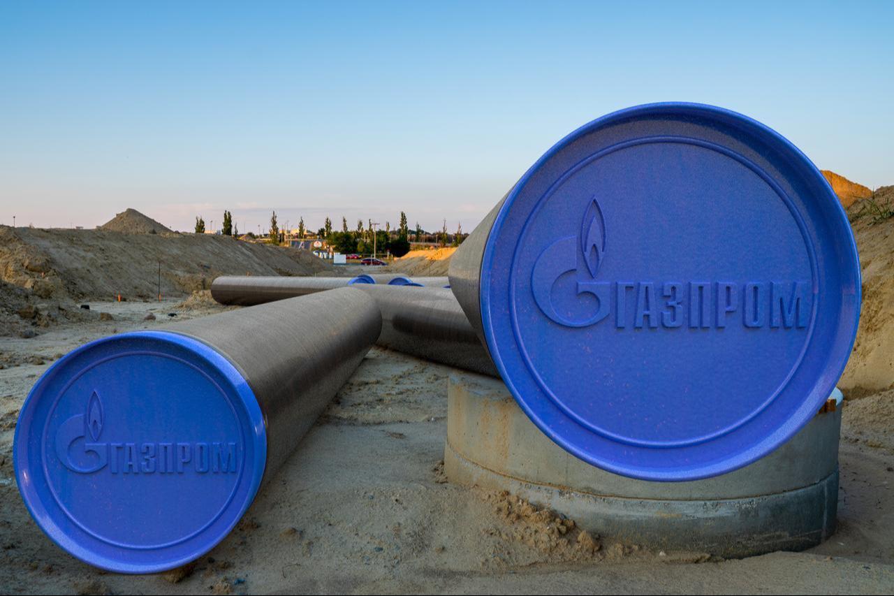 Gazprom pipelines stored at a construction site in Russia. (Adobe Stock Photo)