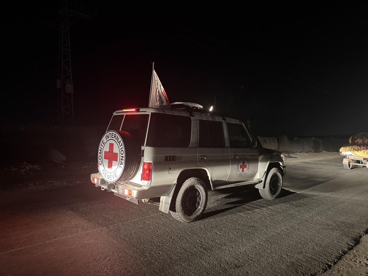 Hamas hands over the bodies of two more Israeli hostages to International Committee of the Red Cross (ICRC) officials in central Gaza Strip, Gaza , Oct. 21, 2025. (AA Photo)