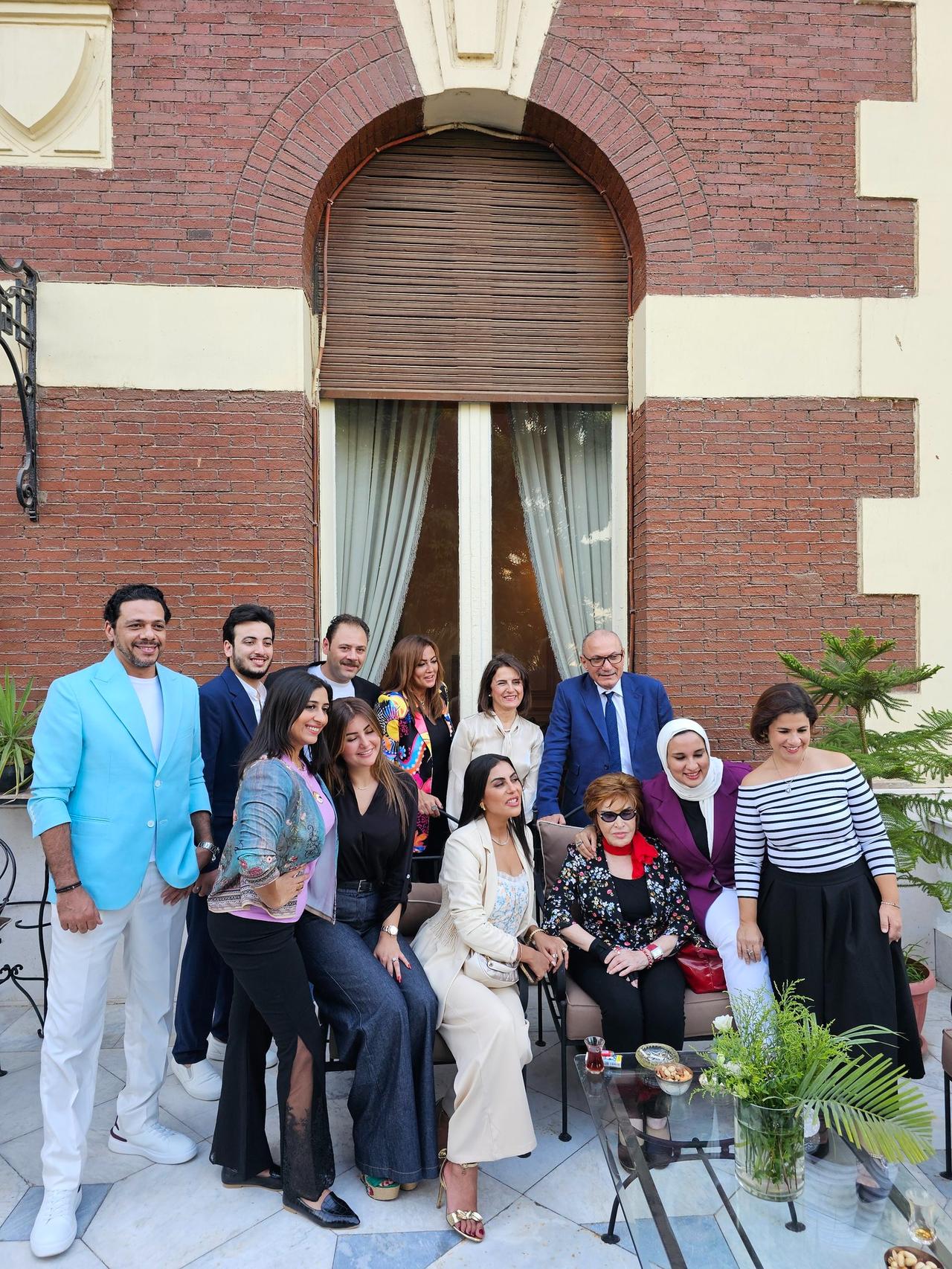 The Turkish ambassador with the most distinguished figures from Egyptian cinema and television at his residence in Cairo, Egypt ( Photo via X / @TurkishCairoAmb )