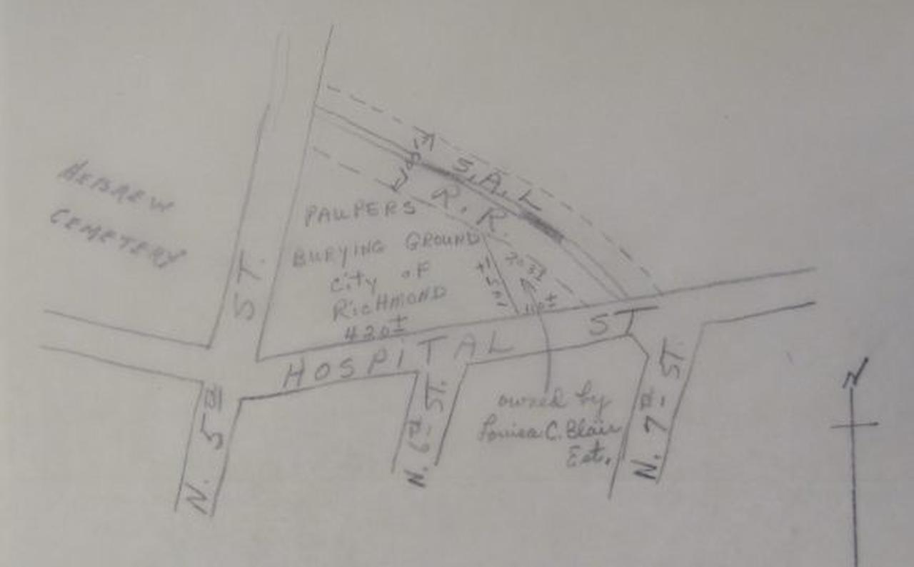 A 1958 city map prepared for rezoning shows the area of the Shockoe Hill African Burying Ground. (Image via The Conversation)
