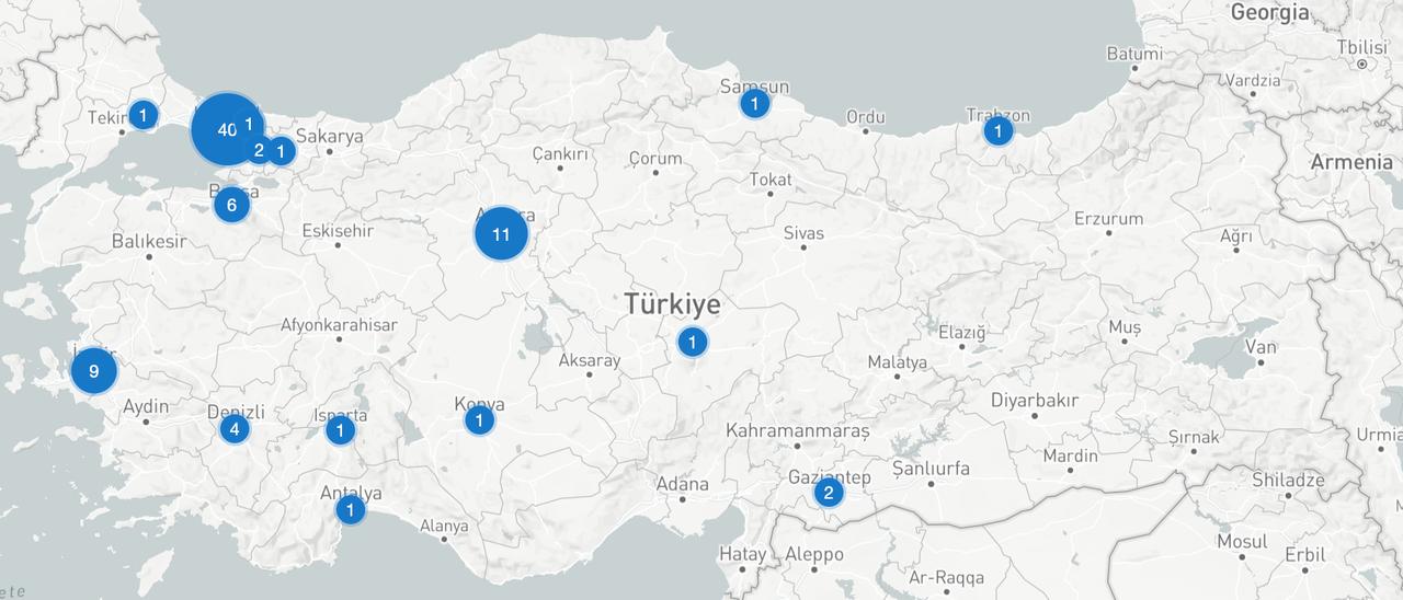 Map of data centers across Türkiye. (Source: Data Center Map)
