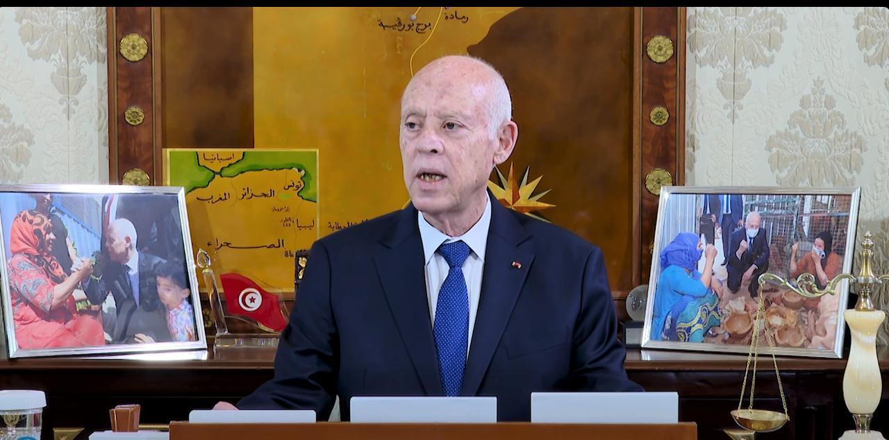 Tunisian President Kais Saied, during his meeting with Prime Minister Sarah Zaafrani, presented the extent of the damage caused by the ongoing protests in the city of Gabes, Octobar 21 ,2025 . (Photo via Presidency of Tunisia)