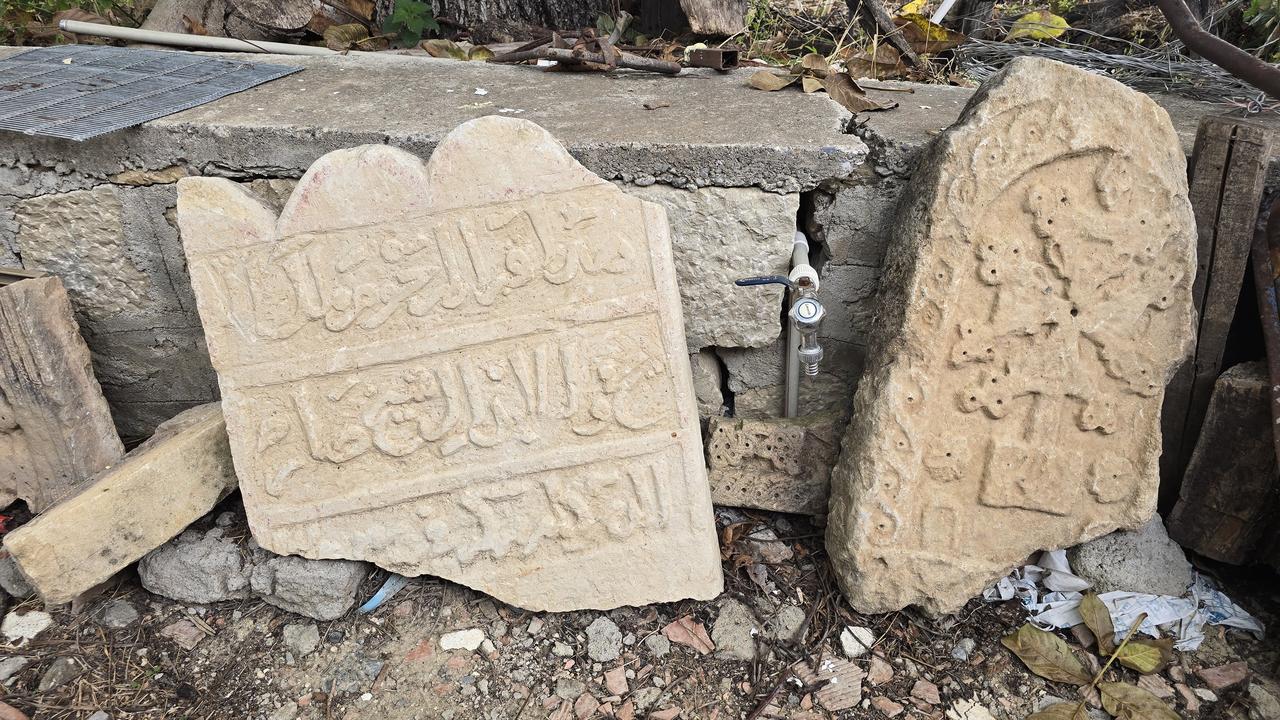 Fragmented gravestones found in Ibimahmut village reveal 700-year-old burial heritage in Tunceli’s Mazgirt district, Türkiye, Oct. 22, 2025. (AA Photo)