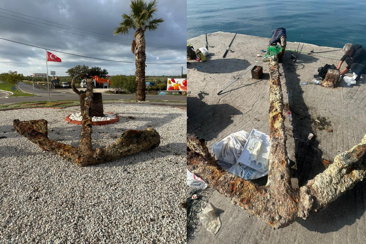 Fishermen haul 3-ton historic anchor off Canakkale coast