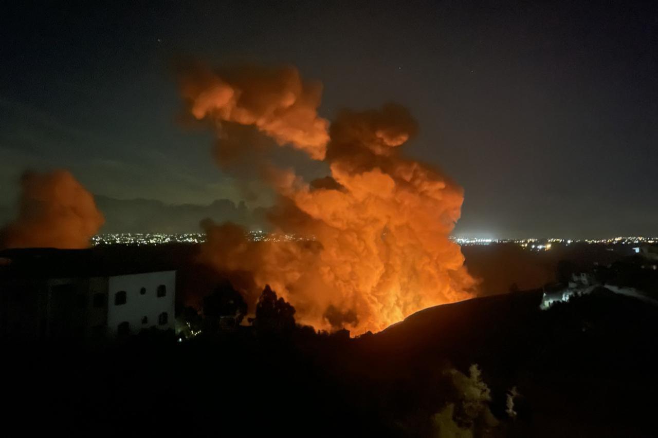 Smoke rises in the area after an Israeli airstrike on the outskirts of the village of Zawtar in southern Lebanon, Sept. 21, 2024. (AFP Photo)
