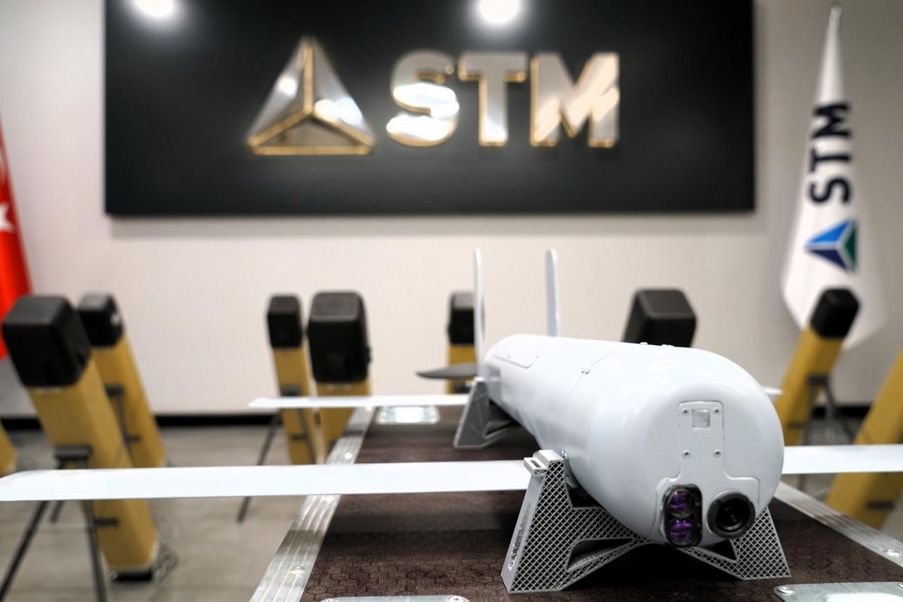 The photo shows the ALPAGU, a domestically developed fixed-wing, autonomous tactical attack UAV developed by STM Defense Technologies Engineering and Trade Inc. at an unspecified location. (Photo via STM)