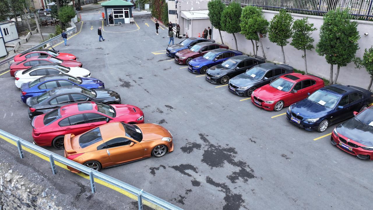 Turkish police display the 50 vehicles at the Public Security Branch Directorate's headquarters in Gayrettepe, Istanbul, after capturing them in operations, October 24, 2025. (AA Photo)