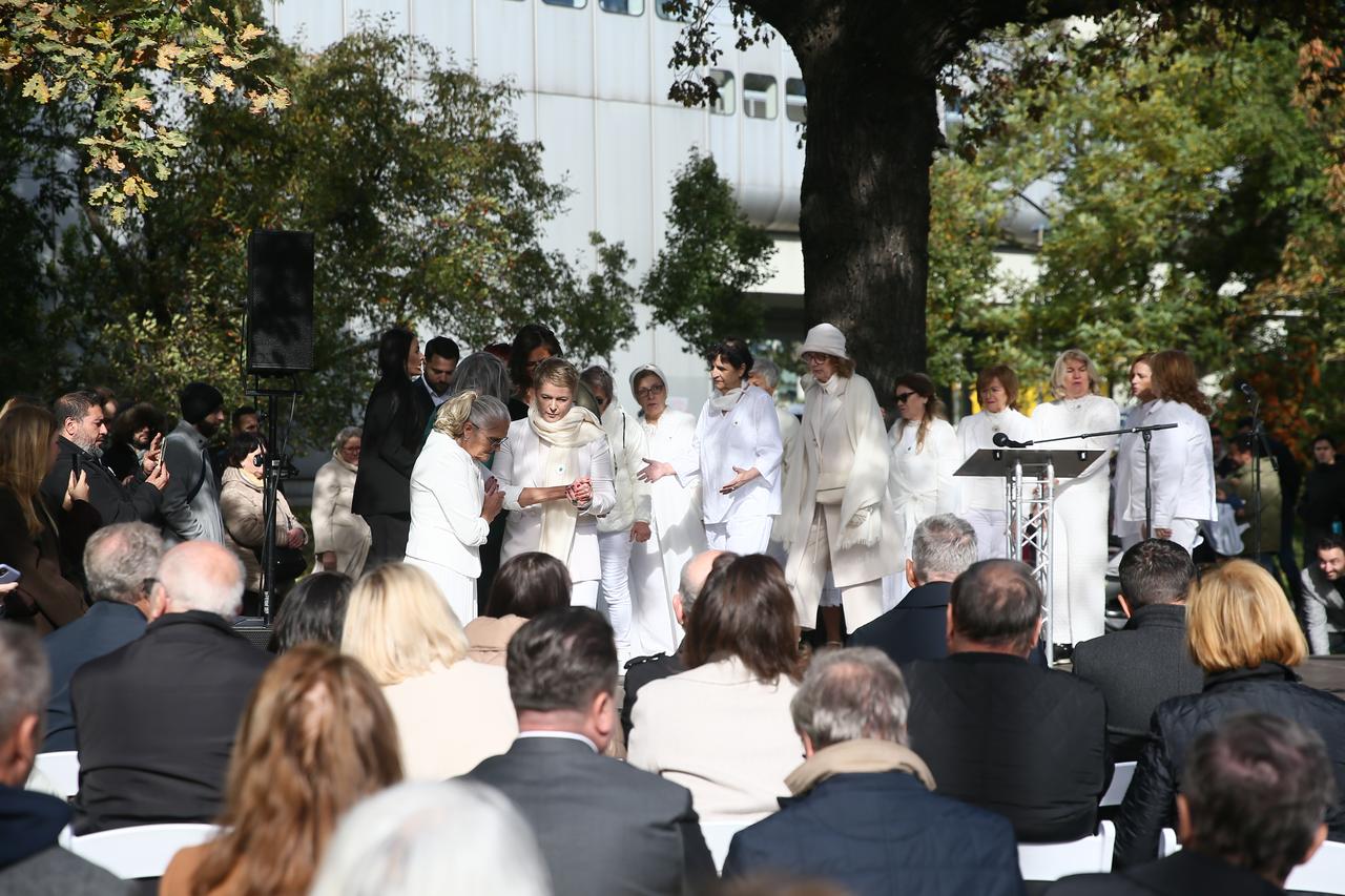 The Bosniak community in Vienna attended the unveiling of the “Srebrenica Flower” monument for honoring victims of the Srebrenica genocide. Vienna, Austria, October 24, 2025. (AA Photo)