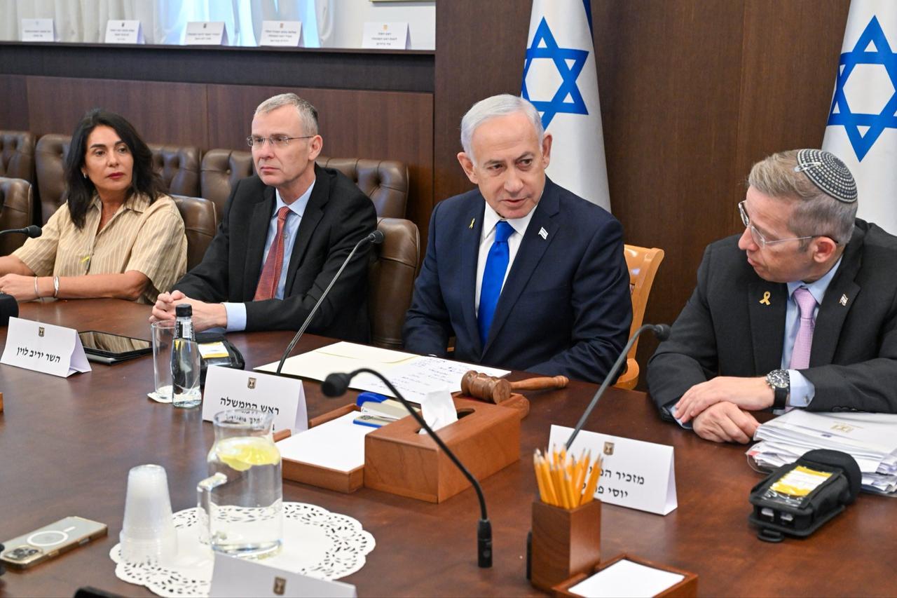 Israeli Prime Minister Benjamin Netanyahu speaking at the start of the Government meeting in Israel, October 26, 2025. (Photo via Press Office of Israel)