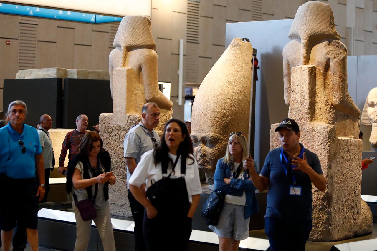 Tourists visit the Grand Egyptian Museum during its soft opening, while the official grand opening is scheduled for November 1. The museum, located near the Pyramids of Giza in Giza, Egypt, was photographed on Oct. 14, 2025. (AA Photo)