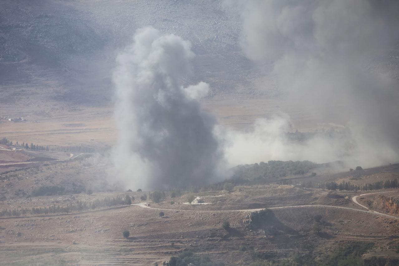 Smoke rises following an Israeli airstrike on the outskirts of the southern Lebanese village of Ej Jarmaq on October 20, 2025. (AFP Photo)