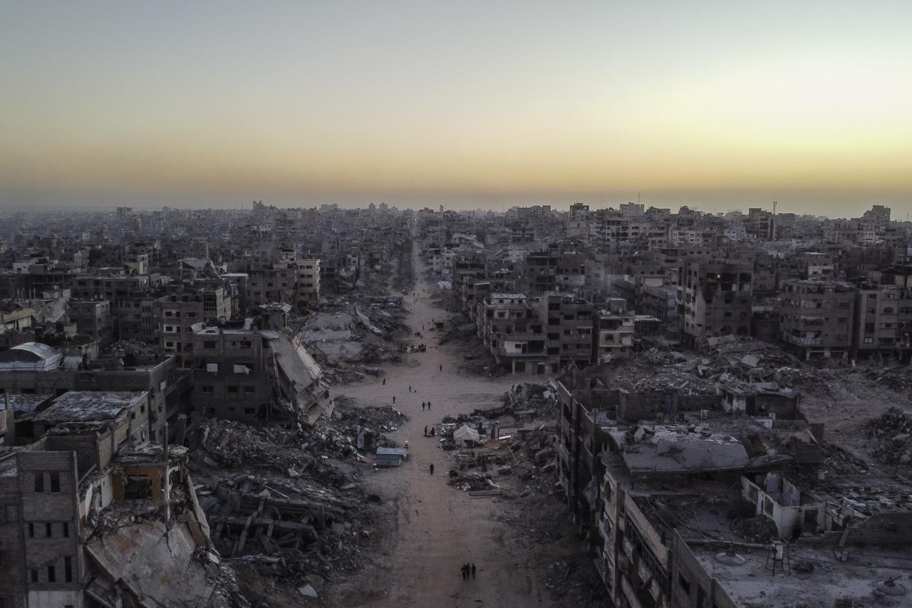 An aerial view from Sheikh Ridwan in Gaza City, Gaza, shows the heavy destruction left behind after the Israeli army withdrew following a ceasefire agreement, Oct. 25, 2025. (AA Photo)