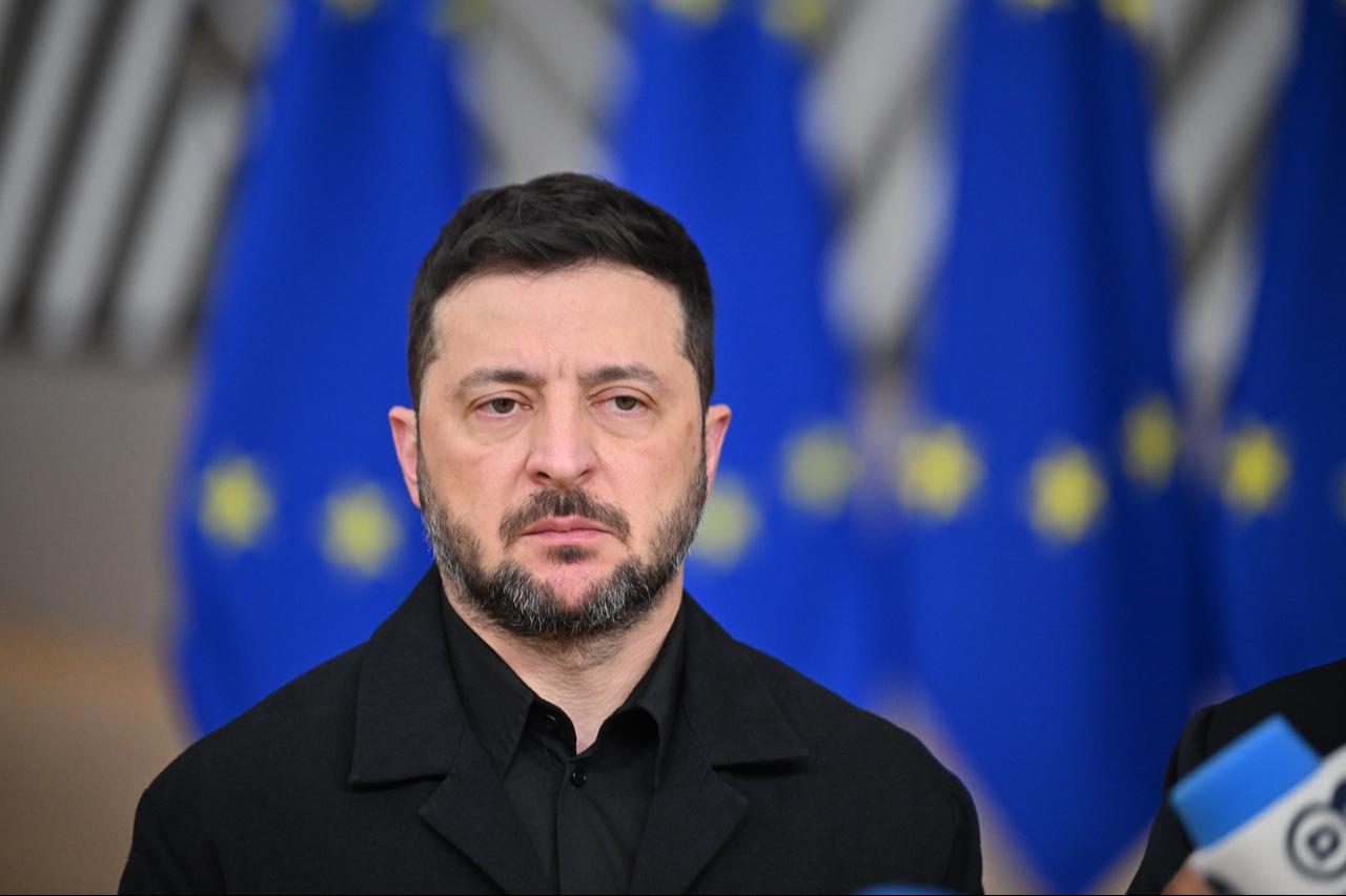 Ukrainian President Volodymyr Zelenskyy attends the European Council summit in Brussels, Belgium, Oct. 23, 2025. (AA Photo)
